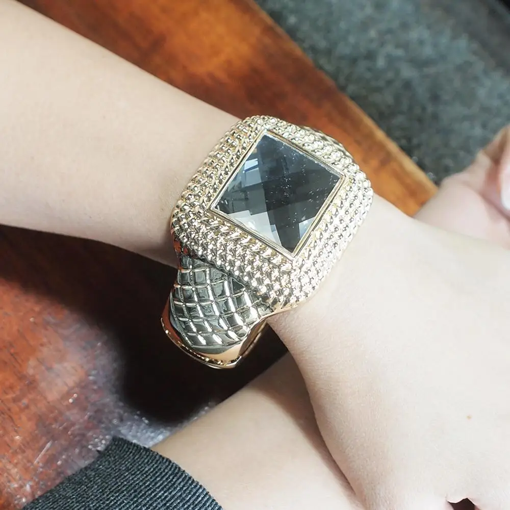 Массивные браслеты-манжеты из сплава в стиле панк для женщин стеклянные