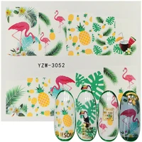 25 designs flamingo flower green leaf series nail water decals dreamcatcher pattern tranfer sticker nail art decoration