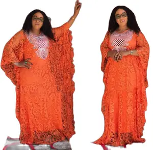 New 2 Piece Classic Design African Women Clothing Dashiki Abaya Guipure Cord Lace Abaya Stylish Loose Long Dress Free Size