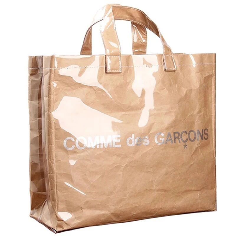 

CDG SHIRT PVC BAG Brown Paper BAG for One-shoulder Cross-body Bags Shopping Bags Japan Luxury Famous Designer Brand Totes 2021