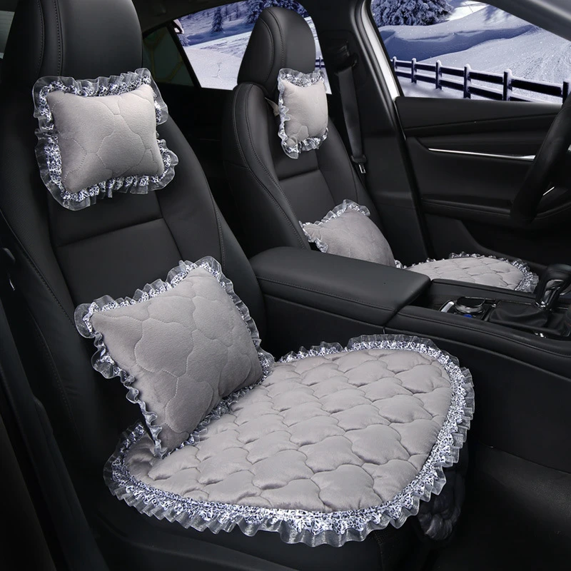 

Winter Short Plush Car Front Seat Pad Lace Plush Warm Auto Seat Cushion Cover Automobile SUV Front Seat Mat Case Car-styling