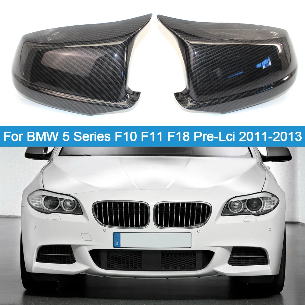 

Car Rearview Mirror Covers Side Wing Carbon Black & Gloss Black Style Trim Shell For BMW 5 Series F10 F11 F18 Pre-Lci 2011-2013