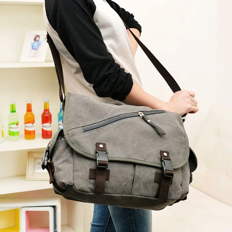 

Men Vintage Canvas Shoulder Bag Messenger Crossbody Briefcase Travel Casual Tote Satchel Bags 2019