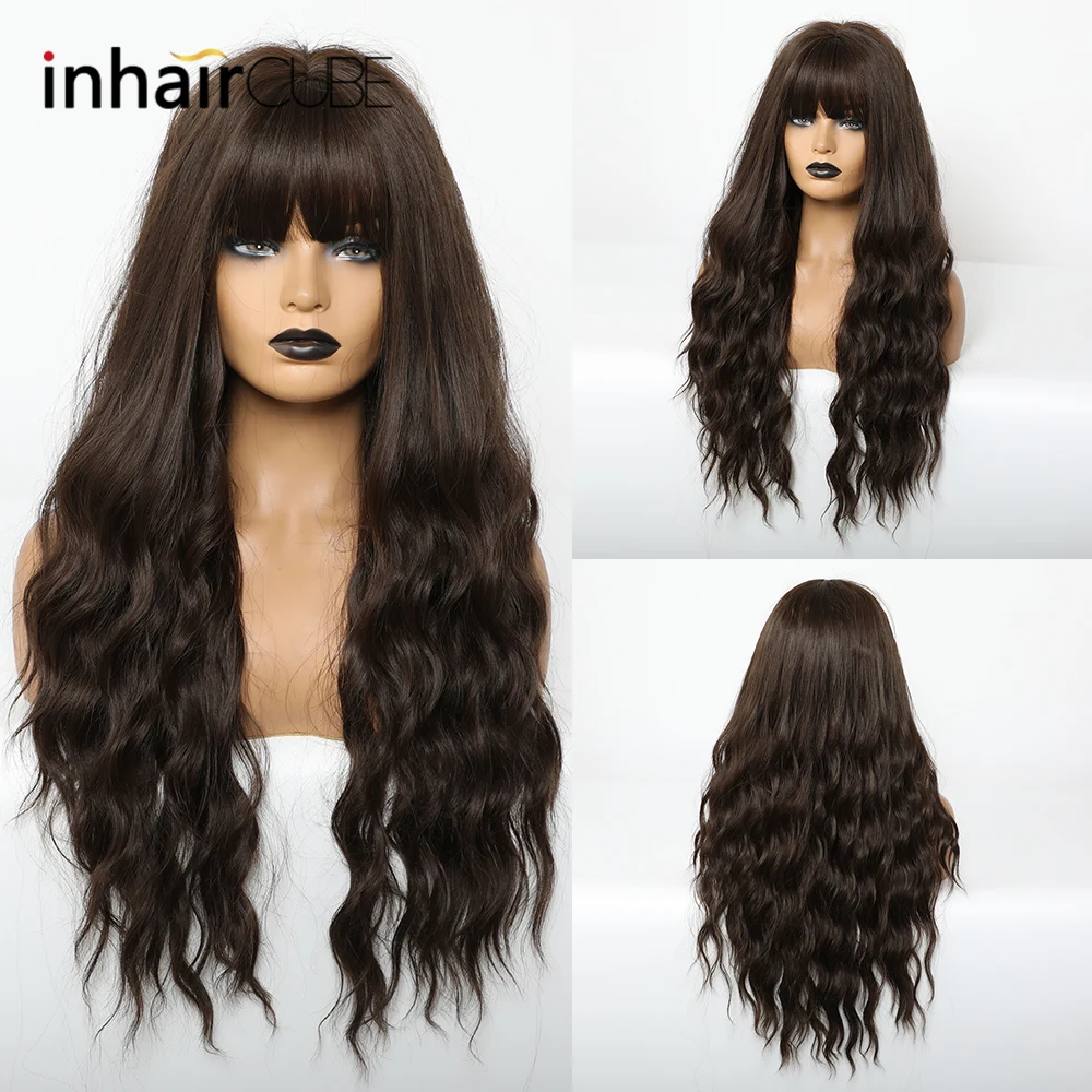 Inhair Cube женский парик темно коричневый длинные вьющиеся термостойкие