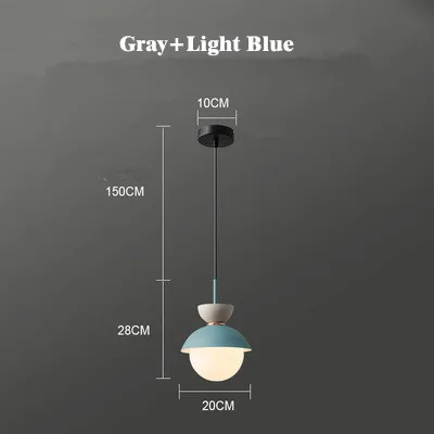 Gray Light Blue Креативная Подвесная лампа в скандинавском стиле для спальни, цветная лампа для ресторана, столовой, детской комнаты, Подвесная лампа для кафе, бара, магазина, осветительная арматура - Цвет корпуса: Gray Light Blue