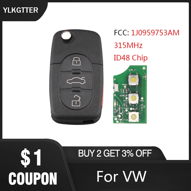 YLKGTTER 3 + 1 кнопочный дистанционный Автомобильный ключ для VW/Volkswagen Beetle/Golf 4 /Passat/Jetta
