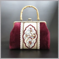 handmade bag gold bag vintage chinese style handbag banquet cheongsam hanfu raw wood handle cross body womens bag bridal bag