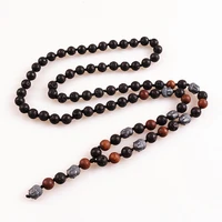 new handmade mens black hematite buddha 8mm lava stones beads long necklace fashion jewelry drop shipping
