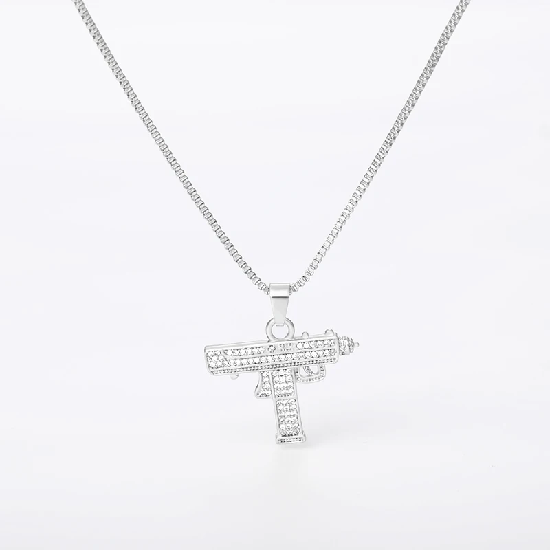 Мужская подвеска в стиле хип-хоп с золотой подставкой модель Uzi Подвеска для