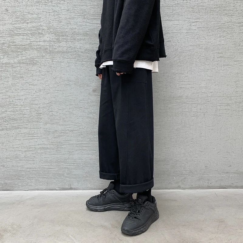 

Men Korean Fashions Harem Pants Wide Leg Joggers 2020 Mens Black Loose Sweatpants Japan Style Straight Pants Trousers
