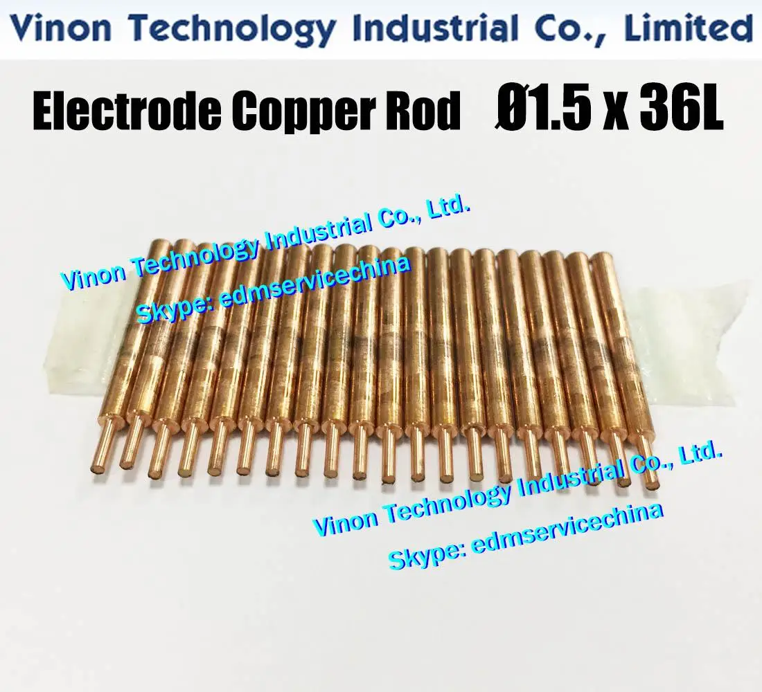(10PCS PACK) EDM Electrode Copper Rod d=1.5mm, Shank D6.0mm, Shank 30Lmm, Overall length 36Lmm. Copper Rod for Electro-Discharge