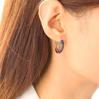 funmode hip hop two tones colorful cubic zirconia hoop earrings for women circle charm earring brincos wholesale fe141