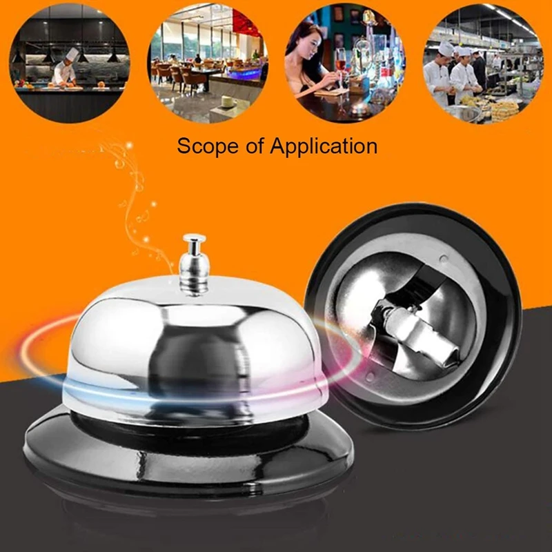 

4 Pack Stainless Steel Hand Bell and Call Bell Hand Bell with Black Wooden Handle Desk Bell Service Bell