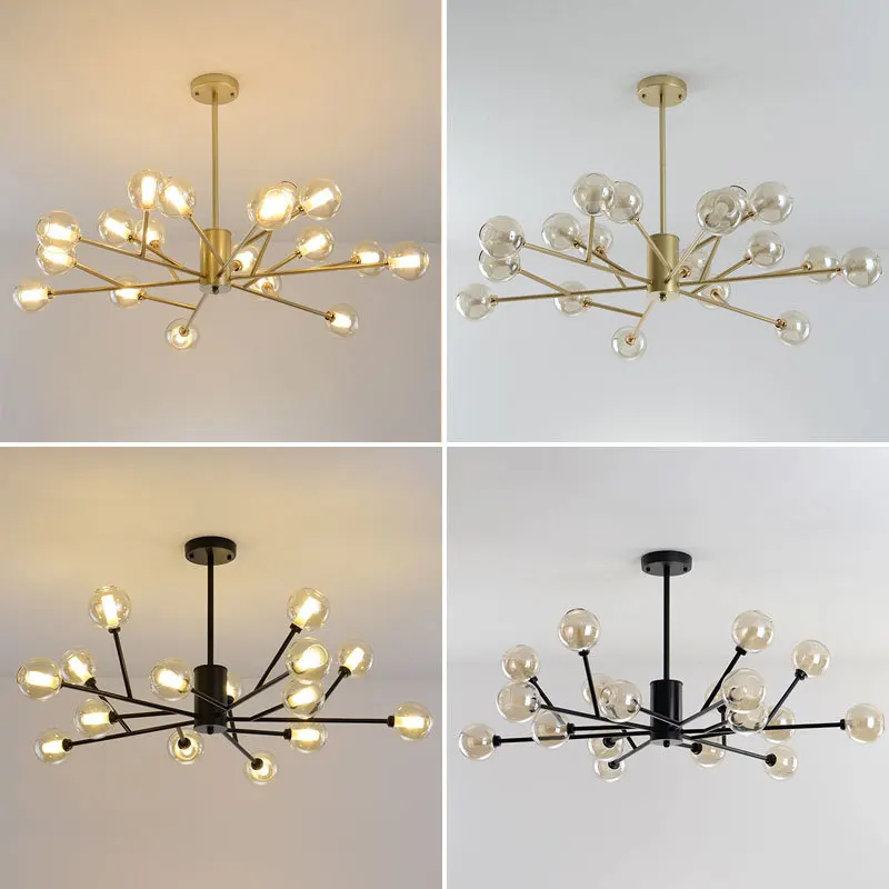 

Nordic Chandelier Light Luxury Living Room Led Dining Room Bedroom Home Post Modern Creative Office Glass Chandelier