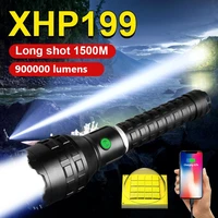 2021newest xhp199 most powerful led flashlight usb torch light rechargeable tactical flash light 18650 xhp90 camping led lantern