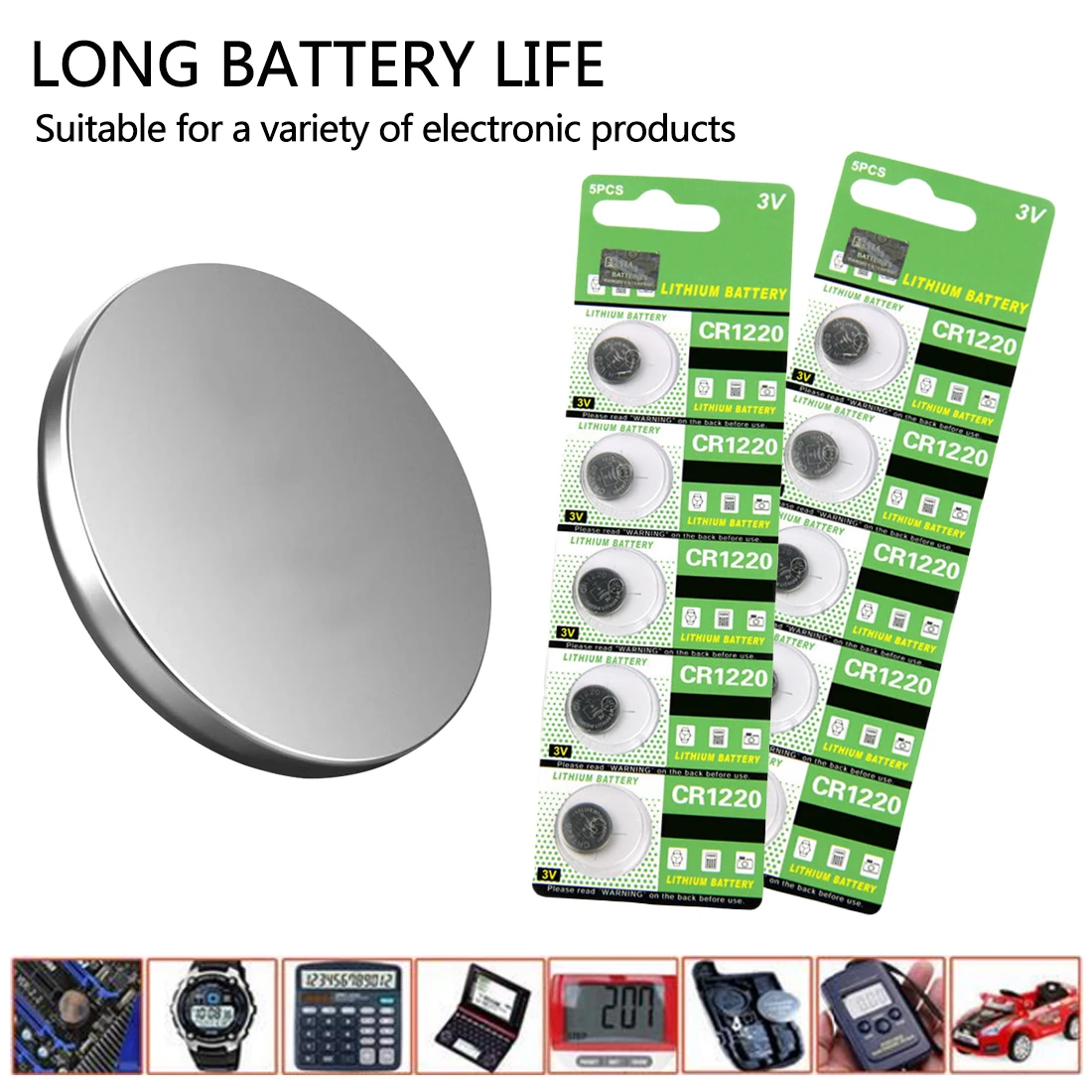 

centechia Pro Button battery 5 Pcs 3V Lithium Cells Button Battery CR1220 ECR1220 LM1220 KCR1220 DL1220 EE6219