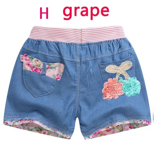 H grape Джинсы для девочек; укороченные штаны; Повседневные детские джинсовые шорты; джинсы с узором в виде двух сердечек для маленьких девочек; джинсы для девочек - Цвет: H grape