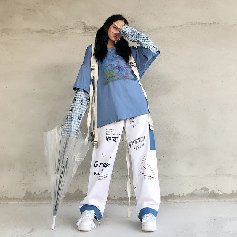 Штаны-карго HOUZHOU женские с широкими штанинами уличная одежда брюки-султанки в