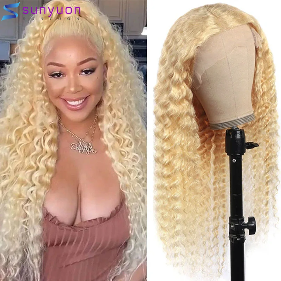 

613 Honey Blonde Curly Lace Front Human Hair Wigs 13x4 Deep Wave HD Lace Frontal Wig Remy Brazilian Human Hair Wigs For Women