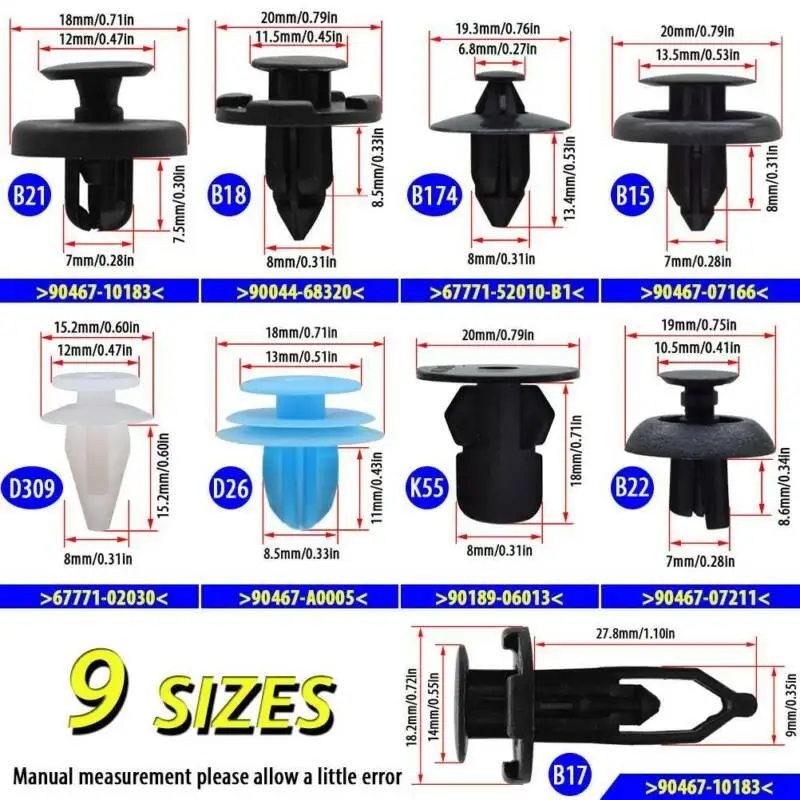 

Liner Clip Fixed Wheel Arch Bumper Door Panel Plastic Push Rivets Screws Trim