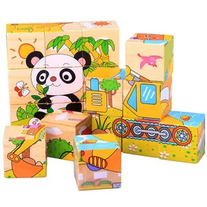3D деревянные строительные блоки, животные, фруктовый трафик, детская игрушка, головоломка, развивающие шестигранные деревянные кубики, блок, забавные игры, детские игрушки