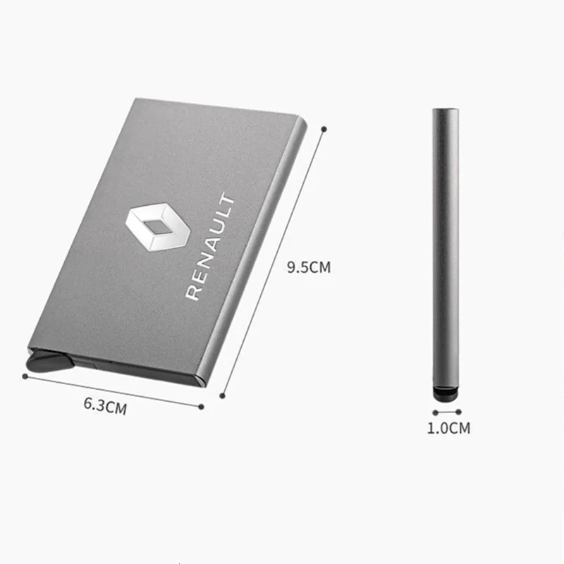 

Smart Wallet Thin ID Card Case RFID Automatically Metal Bank Credit Card Holder For Renault Captur 2 3 Clio Logan Duster Megane