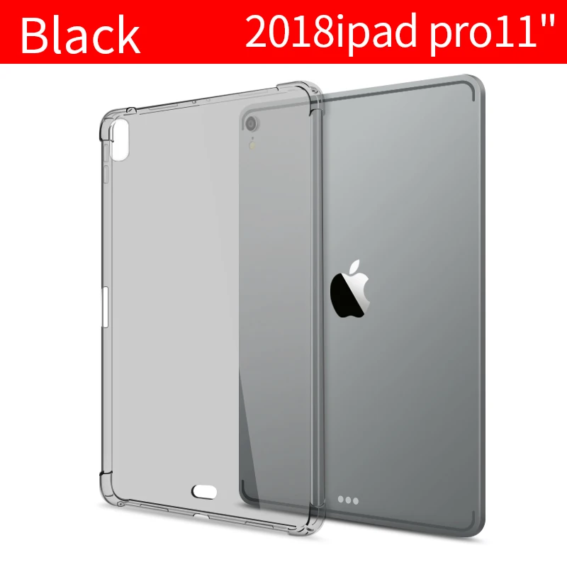 Чехол для iPad Pro 12," 11" 4 угловой противоударный прозрачный чехол тонкий силиконовый мягкий ТПУ чехол для планшета funda coque - Цвет: pro11-Black