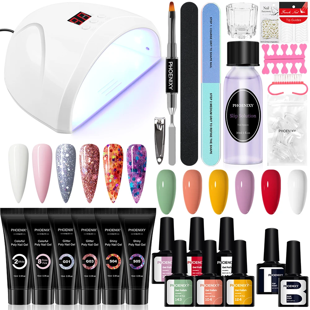 

Professional Full Uv Poly Nail Gel Manicure Kit Semi Permanent Varnish Gel Nail For Extension Fake Nails Manicure Kit Complete