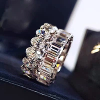 hot style classic engagement ring womans square heart oval aaa zircon shine s925 pure silver plated platinum brand jewelry 2022