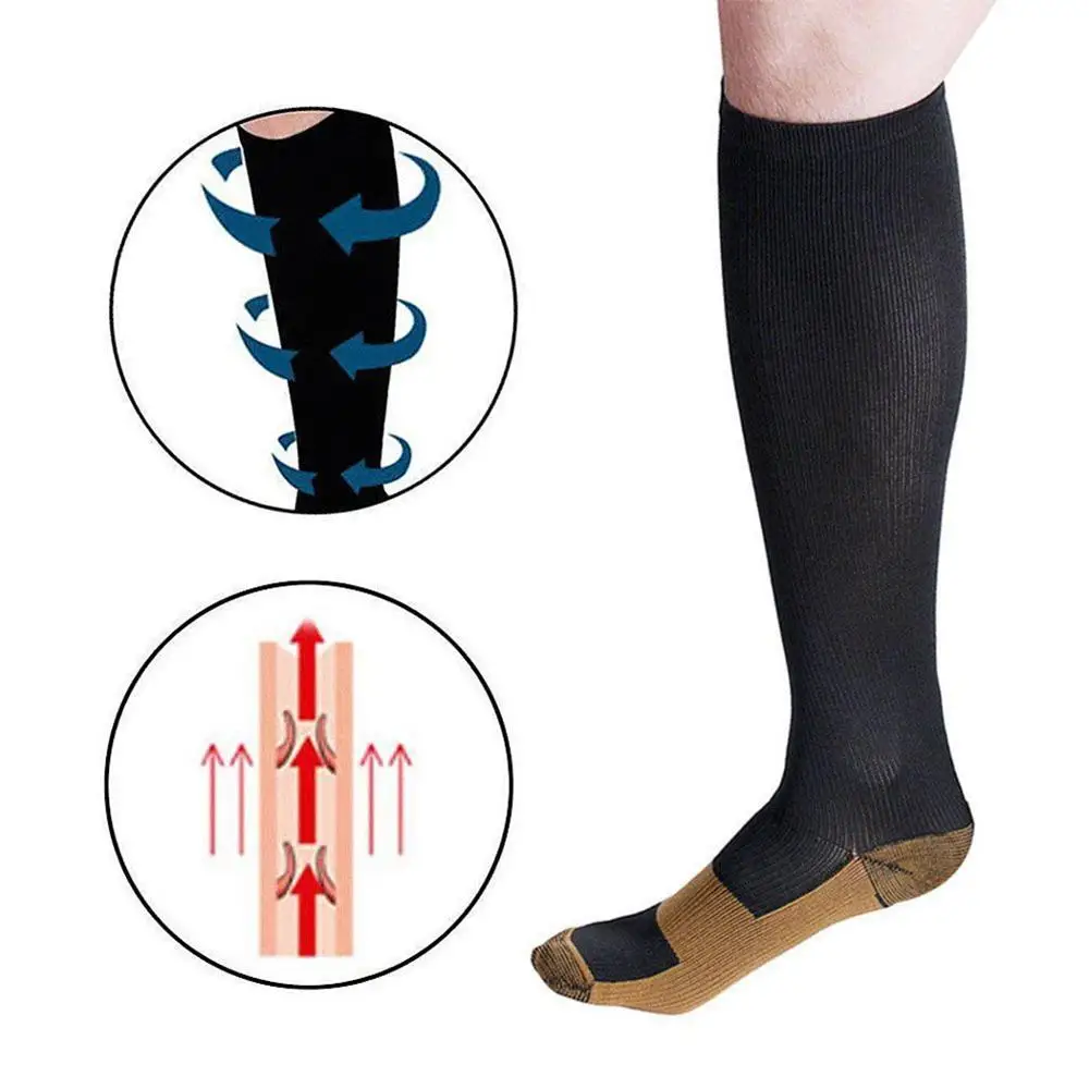 Компрессионные носки черные нейлоновые спортивные снижение давления удобная