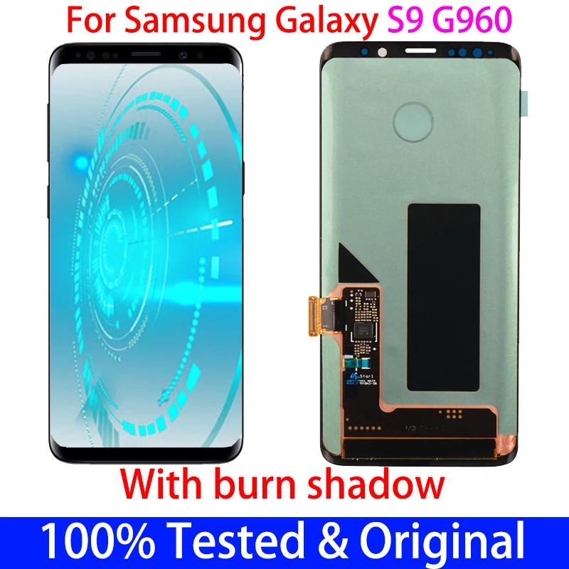 

100%Original G960 with Burn Shadow Amoled For SAMSUNG Galaxy S9 G960F LCD Touch Screen Digitizer Repair Parts Display With frame