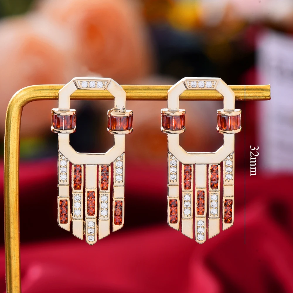 

GODKI New Fashion Trendy Geometric Earrings For Women Cubic Zirconia Crystal CZ Statement Stud Earring Brincos Bijoux