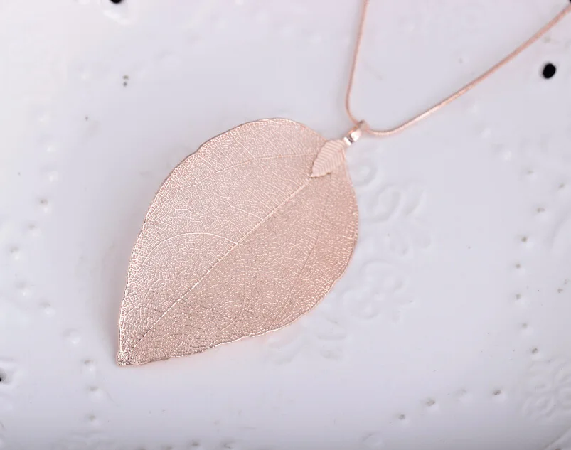 Rose gold Liuxsp свитер пальто ожерелье s дамы девушки Специальные Листья лист кулон ожерелье длинная цепь ювелирные изделия для женщин подарок - Окраска металла: Rose gold