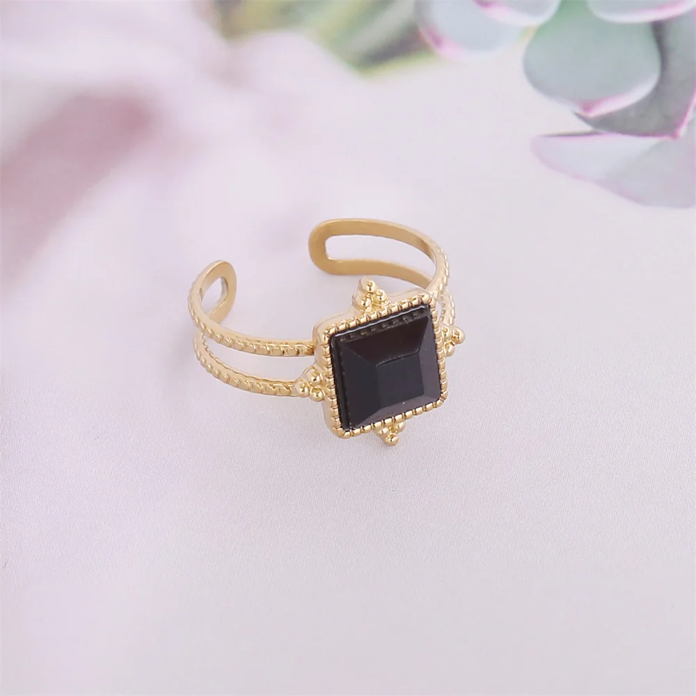 

10 шт./партия, вечерние Регулируемые кольца из нержавеющей стали для женщин, свадебный подарок, модное Золотое кольцо с натуральным камнем и ...