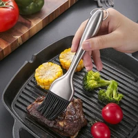 silicone barbecue oil brush stainless steel heat resistant handle baking cooking pastry brushes for grilling kitchen accessories