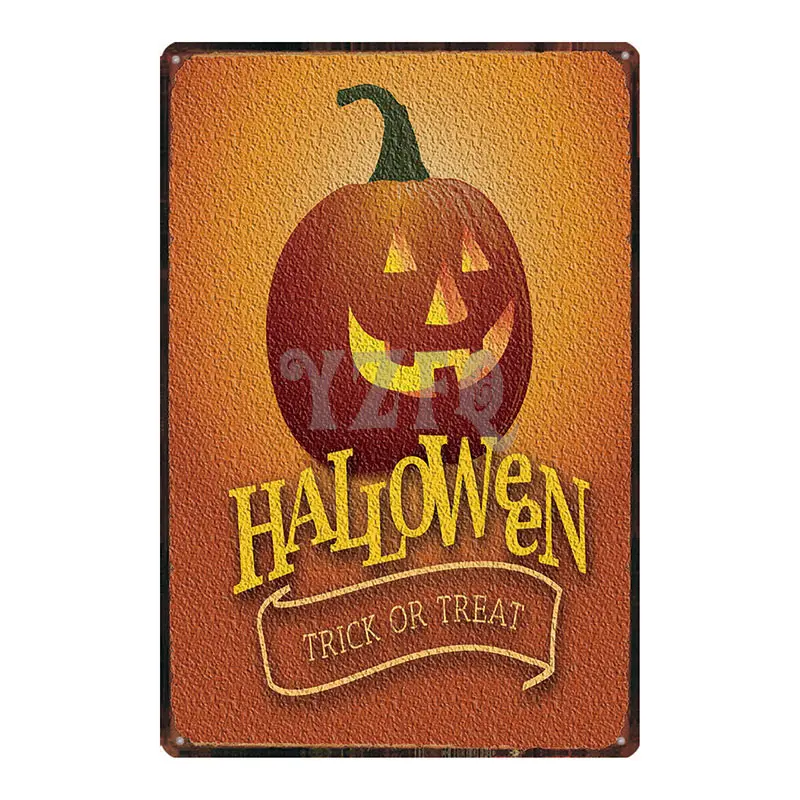 

Merry Halloween pumpkin Tin Sign Metal Plate Vintage Decorations For Home Wall Bar Art Party Decor 30X20CM DU-3124A