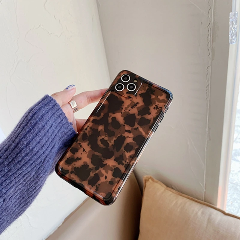 

Leopard Amber marble retro non-slip Phone Case For iPhone 11 12pro max XR 10 X Xsmax 7 8 plus Silicone Coque Etui Funda Capa
