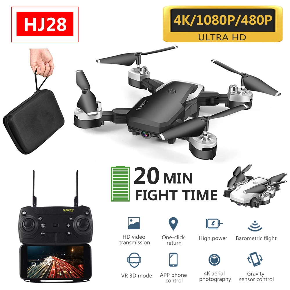 HJ28 беспилотный Дрон длительное время полета 4k Profesional Широкий формат Камера Wi Fi fpv