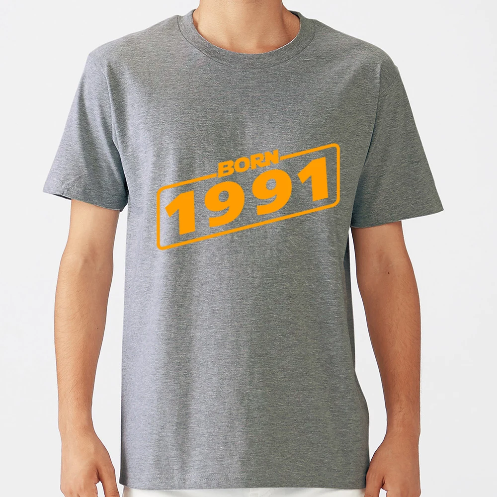 Tops T Shirt Men birthday present born 1991 year Funny White Geek Cotton Male Tshirt XXX | Мужская одежда