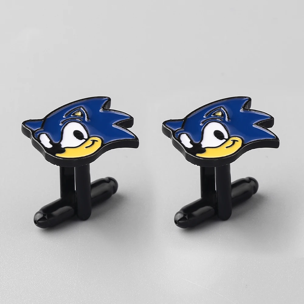 Аниме Соник мультфильм запонки в форме ежа футболка зажим для галстука одежда