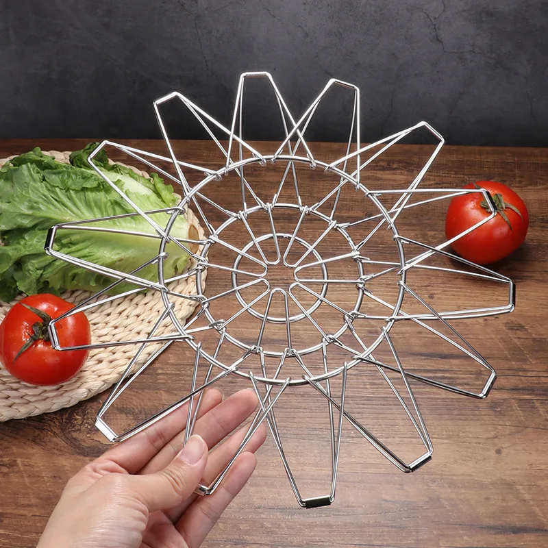 

Variety Fruit Basket, Multi-shape Stainless Steel Fruit Tray, Creative Retractable Folding Storage Blue Home Kitchen Utensils