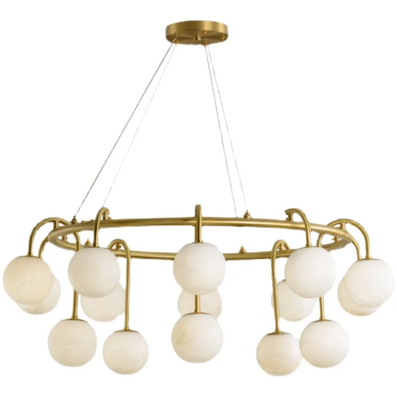 

All copper marble chandelier modern minimalist living room dining room bedroom study creative lamp