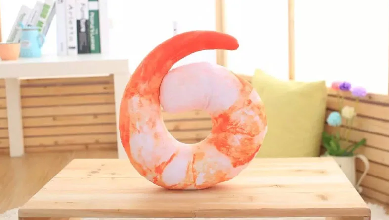

Creative U-shape shrimp meat pillow Lovely shrimp shoulders wrap Cartoon sleep pillow