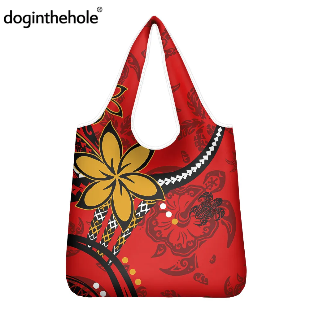 

Doginthehole Vintage Ponelynisan Sea Turtle Large Shopping Bags Plumeria Flower Daily ECO Shopper Sac 2pcs Family Grocery Totes