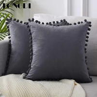 tongdi patchwork plush sofa pillow with inner 45x45cm velvet spherical lace soft throw decor for home living cover bed room