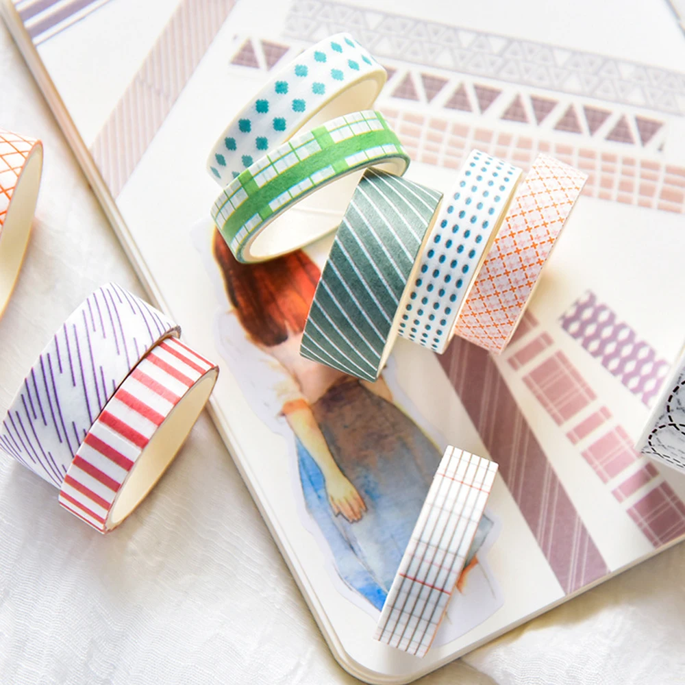 

10 Roll/set Dot Grid Washi Tape Color Kawaii Masking Tapes DIY Diary Scrapbooking Collage Decor Paper Tapes Stationery Sticker