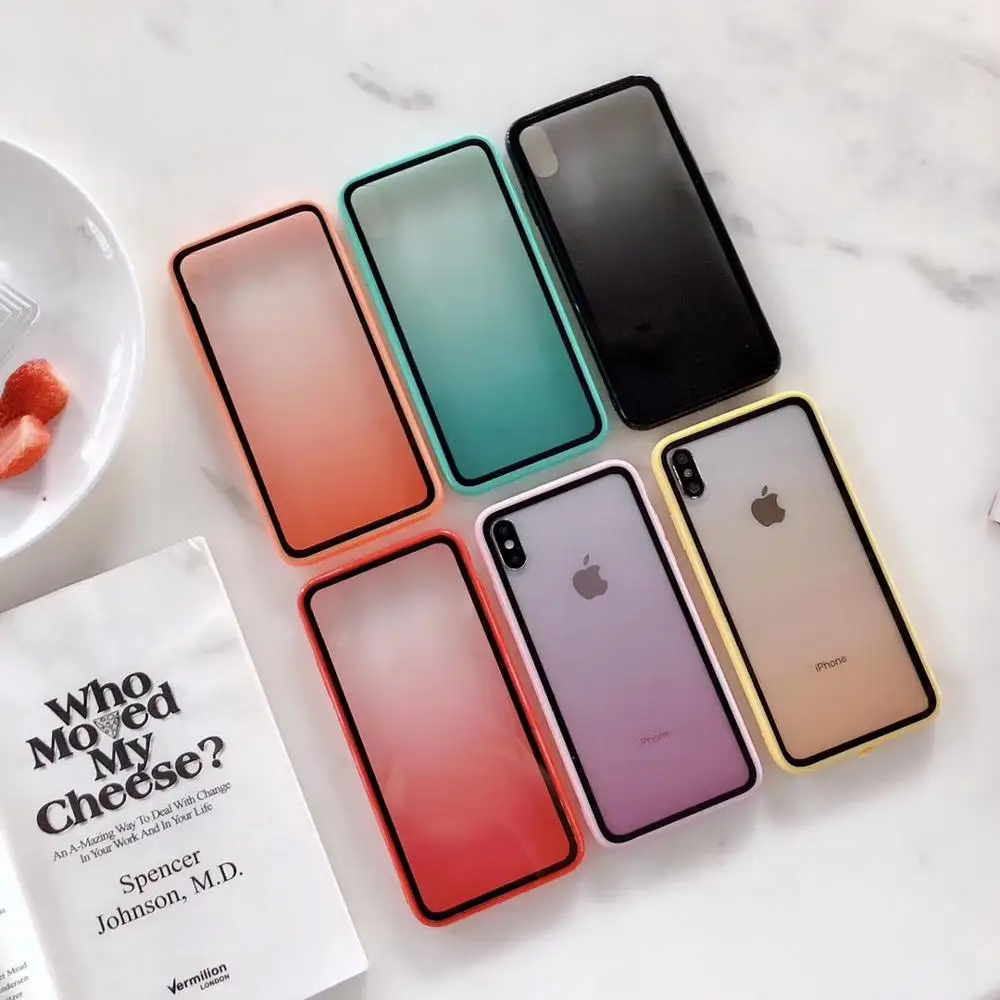 Прозрачные чехлы с градиентом радуги для iPhone 11 Pro XS MAX XR 6 6s 7 8 Plus X чехол задней