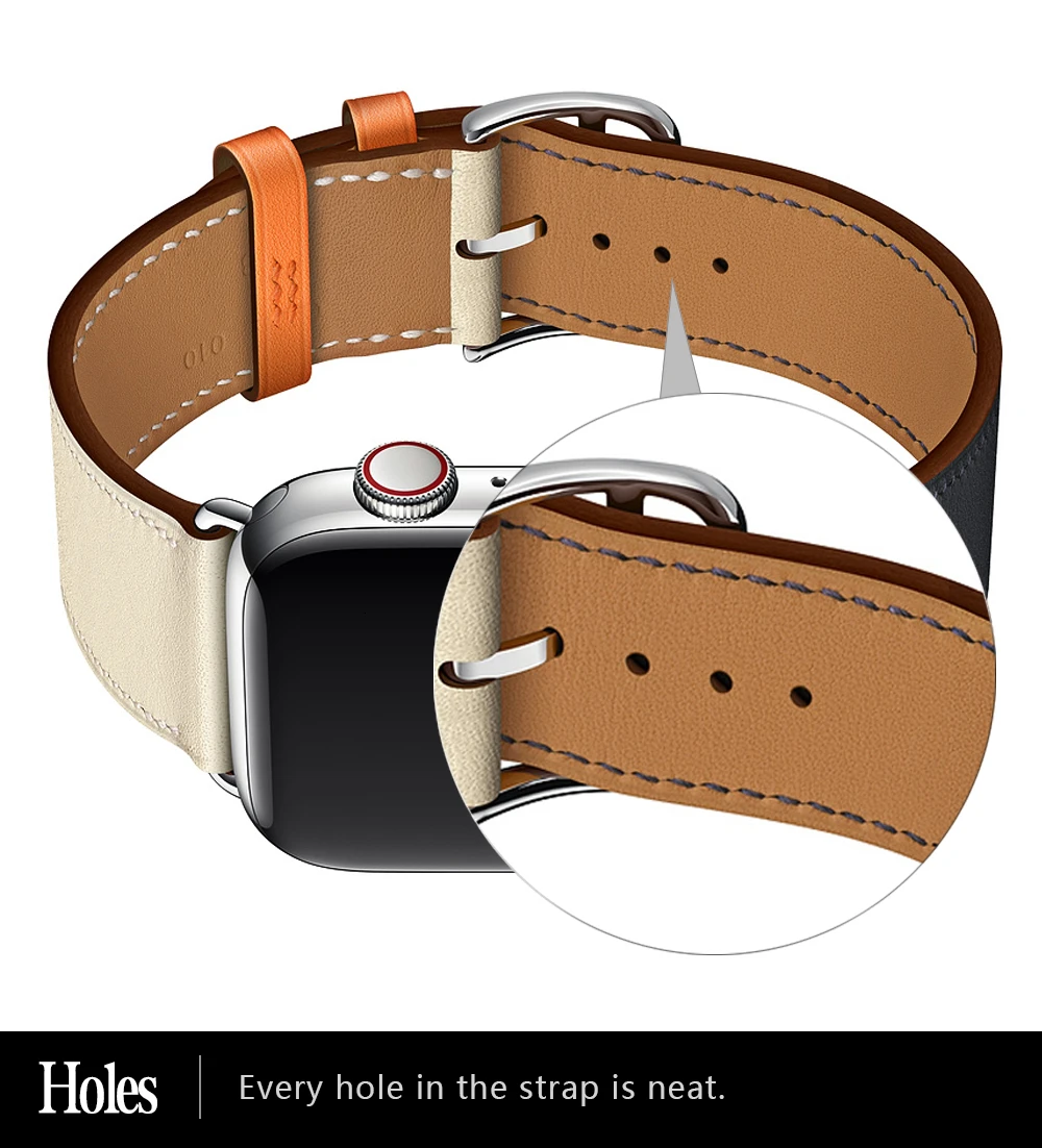 Ремешок из коровьей кожи для Apple Watch Band 44 мм iwatch Series 5 4 3 2 1 умные Аксессуары 42 мм петля 38 мм Замена браслета 40 мм