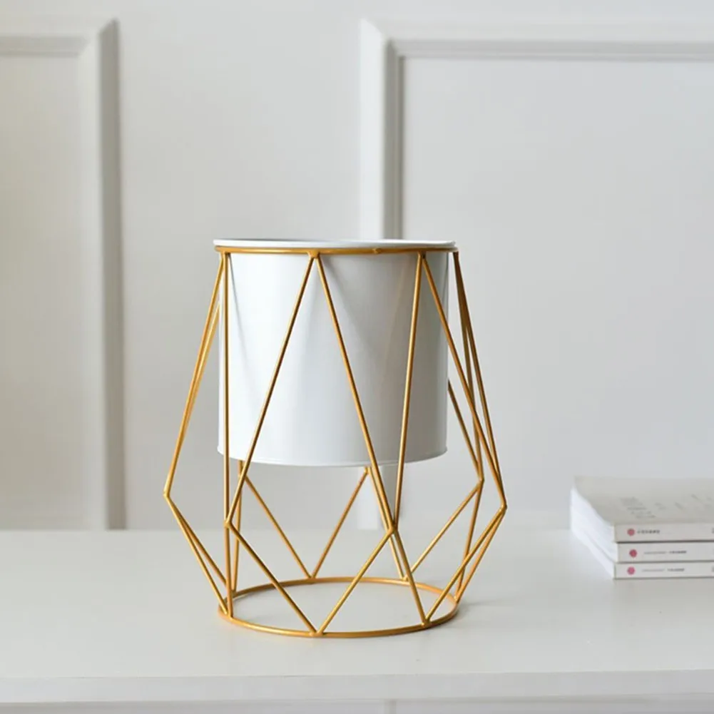 

Nordic Modern Flower Pot Geometric Iron Line Flower Vase Succulent Plant Container Display Holder Garden Office Home Decor