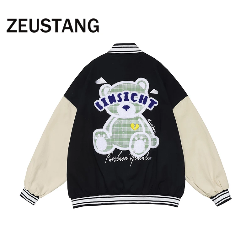 Бейсбольная модная куртка Zeusntang в стиле Харадзюку куртки-бомберы с вышивкой виде